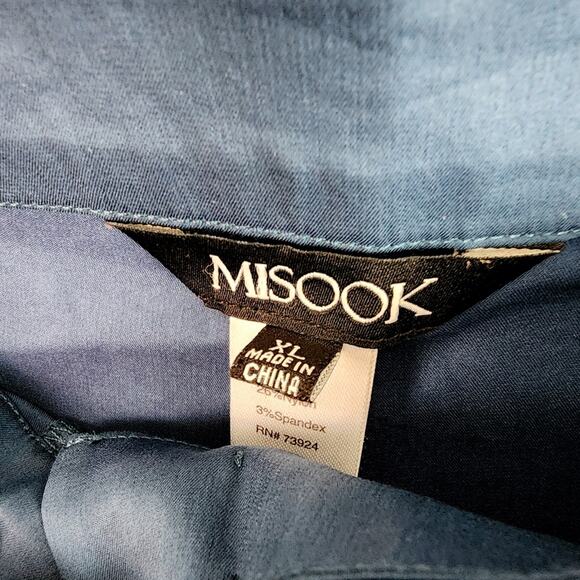 Misook Blue Pleated Wide Leg Trouser Pants | High Rise | Lightweight Knit | XL - Picture 5 of 10